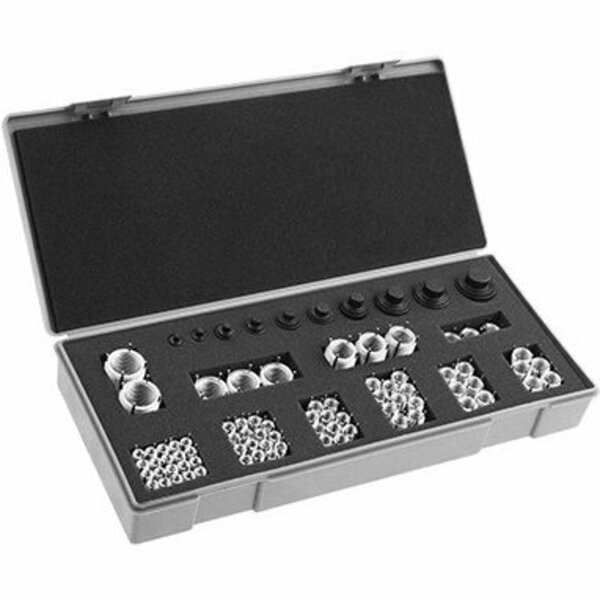 Bsc Preferred Key-Locking Insert Assortment with Tool Black-Phosphate Steel 1/4-20 to 1-8 Thread Sizes 90284A211